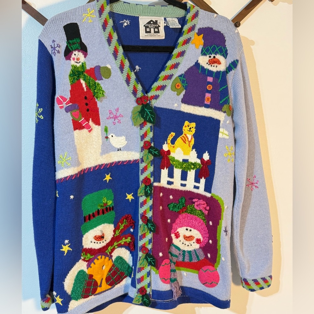 Storybook Knits Womens S Christmas Cardigan Sweater Holidays Xmas Ugly Fun Novel